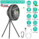 Portable Camping Fan Rechargeable Battery Powered Foldable Tripod Fan for Tent with Hanging Hook Carabiner Personal Desk Fan with 3 Speed Setting for