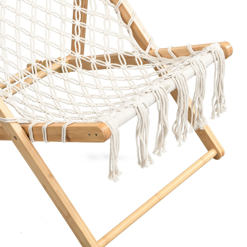 Bamboo Weaving Chair Set With Handwoven Rope For Patio And Living Spaces - Natural, photo 8 of 13