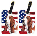 USA American Flag with Basset Hound Luggage Tag