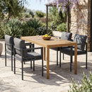 5-Piece Outdoor Patio Dining Set, Acacia Wood Rectangular Table & 4 Chairs by HouseOfZazla