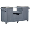 K&K 66.5' Outdoor Kitchen Island for Big Green Egg Grills, Solid Wood Outdoor Grill Cart for Tabletop Grill with Stainless Steel Top, Drawer, Compatible with Large Big Green Egg, Kamado Joe- Grey Blue by Montret