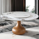 Round Dining Table 53" With Lazy Susan - Walnut / White by HouseOfZazla