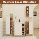 4 Piece Bathroom Vanity Set With Sink, Vanity Combo With Storage Cabinets - Black / Light Oak / White by HouseOfZazla