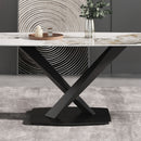 Modern Artificial Stone Pandora White Curved Metal Leg Dining Table, Can Accommodate 6-8 People - Antique White by Unique Piece Furniture
