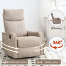 Heat Massage Manual Recliner Chair with Rocker and Swivel in Khaki
