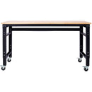 Wide Rolling Workbench For Garage, Adjustable Height, Workshop Tool Bench, Metal With Rubber Wood Top by HouseOfZazla