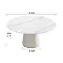 Modern Artificial Stone Round Plywood Base Dining Table, Can Accommodate 8 People, (Not Including Chairs) - White / Beige by HouseOfZazla