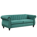 82.5" Modern Sofa Dutch Fluff Upholstered sofa with solid wood legs, buttoned tufted backrest,green