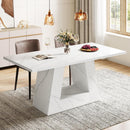 Dining Table For 4 To 6 People, With Trapezoid Base For Dining Room - White by HouseOfZazla