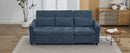 2-in-1 Sofa 82' Three-seater Sofa with Sofa Bed and Reversible Recliner, Blue Chenille