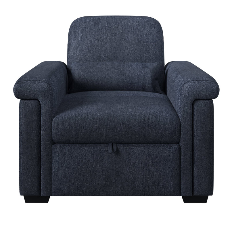3 in 1 Convertible Sleeper Chair Sofa Bed Pull Out Couch Adjustable Chair with Pillow, Adjust Backrest into a Sofa, Lounger Chair, Single Bed or Living Room or Apartment, Dark Blue