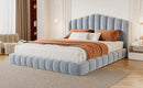 Velvet Upholstered Queen Bed with Shell-Shaped Headboard by HouseOfZazla