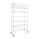 7 Tier Wire Shelving Unit, 2450 LBS NSF Height Adjustable Metal Garage Storage Shelves with Wheels, Heavy Duty Storage Wire Rack Metal Shelves - White