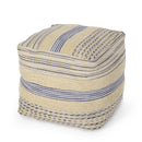 Western - Handcrafted Fabric Pouf, Durable - Natural / Blue by HouseOfZazla