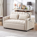 55.9" Convertible Sofa Bed Loveseat Sofa with Three USB Ports, Two Side Pockets, Two Cup Holders and 360Swivel Phone Holder for Living Room, Beige
