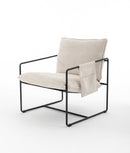 2 Sets 1 Case, Upholstered hanging armchair with arm pocket metal frame, crushed foam cushions and skin-friendly braid for living room and bedroom. Beige color