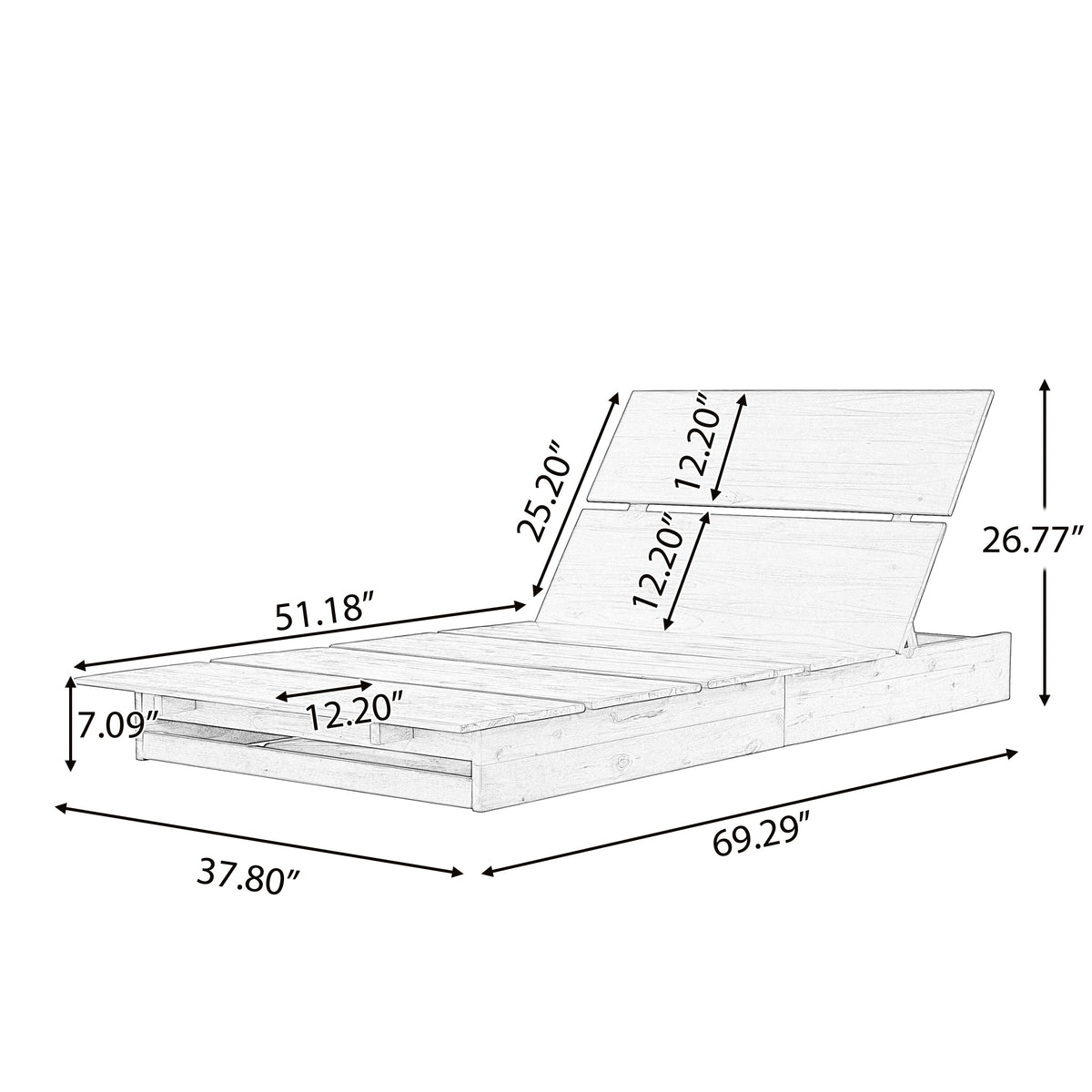 Acacia Wood Outdoor Chaise Lounge, photo 2 of 8