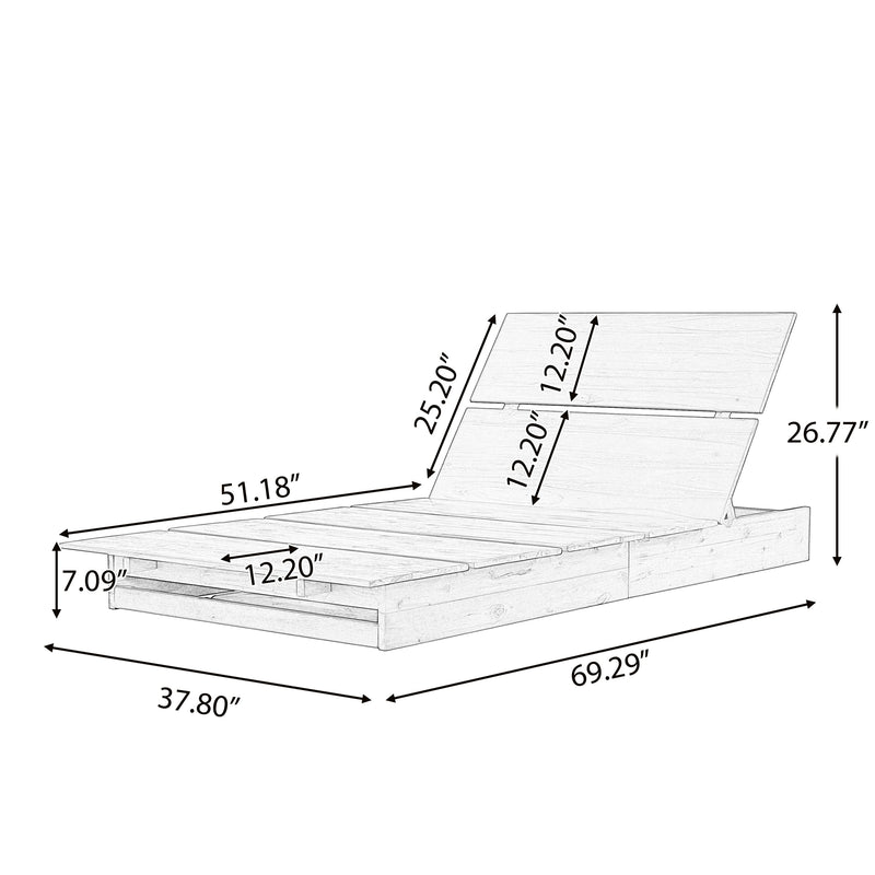 Acacia Wood Outdoor Chaise Lounge, photo 2 of 8