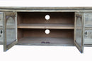 60" Farmhouse TV Stand with 4 Drawers & 2 Glass Doors