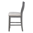 5-Piece Counter Height Dining Table Set in 2 Table Sizes with 4 Folding Leaves and 4 Upholstered Chairs for Dining Room (Gray+Beige Cushion)