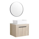 24" Modern Design Float Bathroom Vanity With Ceramic Basin Set, Wall Mounted White Oak Vanity With Soft Close Door, KD-PackingD-Packing Pieces