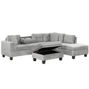 Modern Sectional Sofa With Storage Ottoman, L - Shape Couch With 2 Pillows And Cup Holders by HouseOfZazla