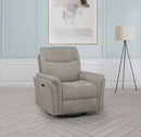 Adler Upholstered Power Swivel Glider Recliner Ivory