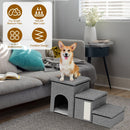 3 Step Pet Stair 4-IN-1 Foldable Dog Ramp Non-Slip Cat Storage Ladder with Scratcher Storage and Pet House for Old Pet Small/Medium Dog/Cat 165LBS Max