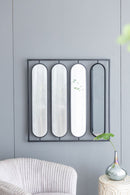 Large 4 Oval Wall Mirror With Square Frame, Home Decor For Living Room, Bedroom, Entryway, Office - Black by HouseOfZazla