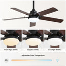 Modern Ceiling Fan With 3 Color Dimmable Light 5 Blades Remote Control Reversible Dc Motor For Bedroom - Black by Unique Piece Furniture