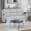 Elonzo - Power Motion Sofa With LED, Power Headrest & Speaker - Light Gray by Unique Piece Furniture
