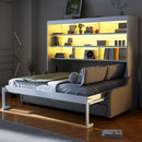 Murphy Cabinet Bed With Folding Sofa, Built In Storage Shelves And LED Light by Unique Piece Furniture