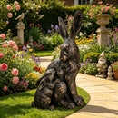 21'' Tall Mother Hare & Baby Cuddling Garden Statue