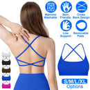 Cross Back Padded Sports Bra with Removable Pads by LJGDeals