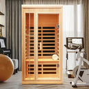 Deluxe Version Plus 1 Person Far Infrared Hemlock Sauna Room With LED Colour Lights - Natural by HouseOfZazla