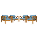 Outdoor Acacia Wood Club Wooden Armchair Set of 4