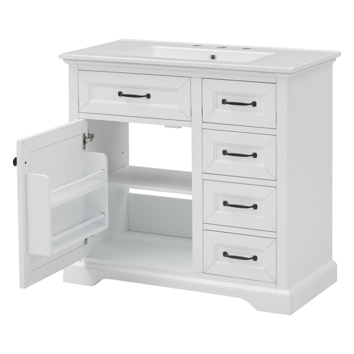 36" Bathroom Vanity With Sink, 2 Tip-Out Drawers, Soft Close Hinges, photo 13 of 40