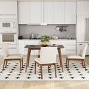 5 Piece Dining Set With Table And Upholstered Chairs - Light Beige / Walnut