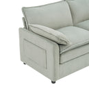 Modern Loveseat Sofa, Upholstered Couch With Side Storage Pockets