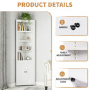 Tall Corner Storage Cabinet With 2 Doors, 5-Tier With Adjustable Shelves, Freestanding - White by Unique Piece Furniture