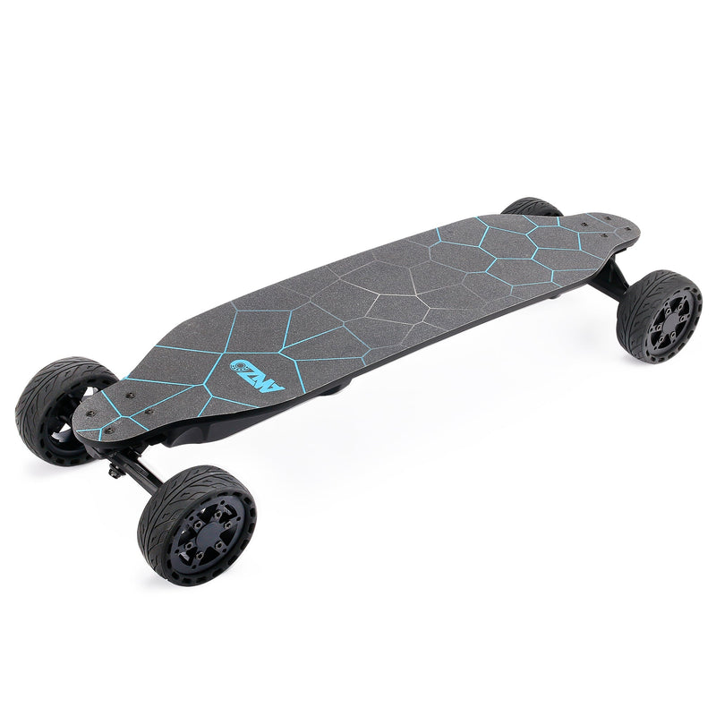 All terrain dual 1000x2 hub motor electric skateboard with 32mph max speed,25miles range,9600mah battery.