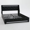 Wingback Upholstered Bed Frame With LED Lights, Charging Station
