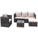 Rattan Patio Furniture Set Wicker Sofa Cushioned Sectional (4 Pieces, Brown) by HouseOfZazla