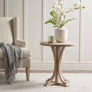 Accent Table Round Rustic Ash Veneer Reclaimed Wheat - Natural by HouseOfZazla