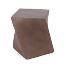 Modern Outdoor Lightweight Concrete Side Table with Abstract Design in Brown Magnesium Oxide, 21 x 21 x 18 Inches