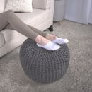 Bordeaux - Knitted Round Pouf, Versatile Ottoman And Floor Cushion by Unique Piece Furniture