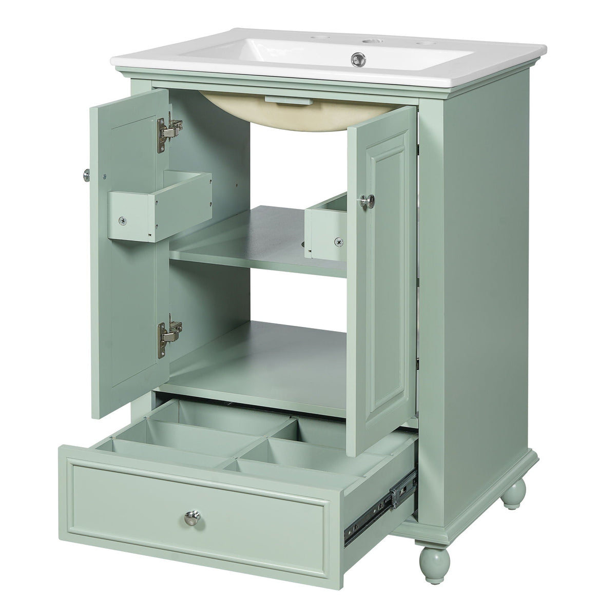 Modern Bathroom Vanity With Sink, Cabinet With Drawer And Dividers, Rectangular Storage Unit, photo 3 of 40