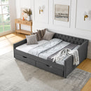 Upholstered Tufted Daybed With 2 Drawers, Waved Arms by HouseOfZazla