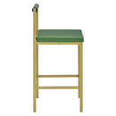 7-Piece Multi-Functional Modern Counter Height Dining Bar Table Set with Open Shelves and 6 Upholstered Stools for Dining Room, Bar and Cafe (White and Green)