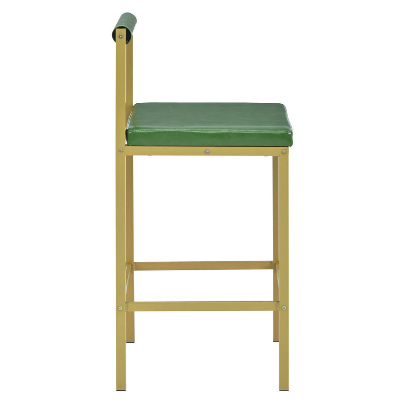 7-Piece Multi-Functional Modern Counter Height Dining Bar Table Set with Open Shelves and 6 Upholstered Stools for Dining Room, Bar and Cafe (White and Green)